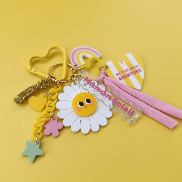 Porte-clés personnalisé maman avec cœur message ma plus belle aventure