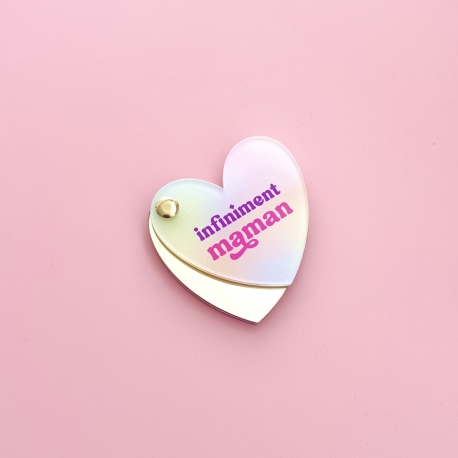 Miroir de poche coeur Infiniment maman en plexiglas