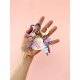 Détail porte-clés charms lune étoile cœur pastel cadeau maman