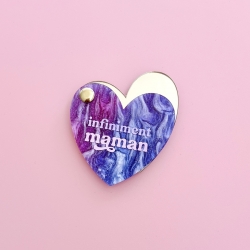 Miroir de poche coeur Infiniment maman effet galaxie violet et bleu