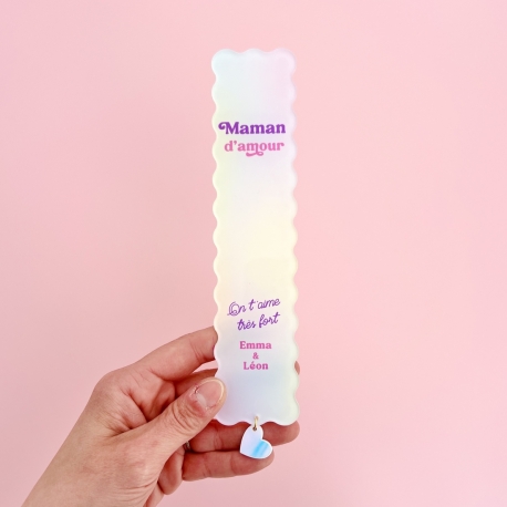 Marque-page Infiniment maman personnalis&eacute; avec message et pr&eacute;noms