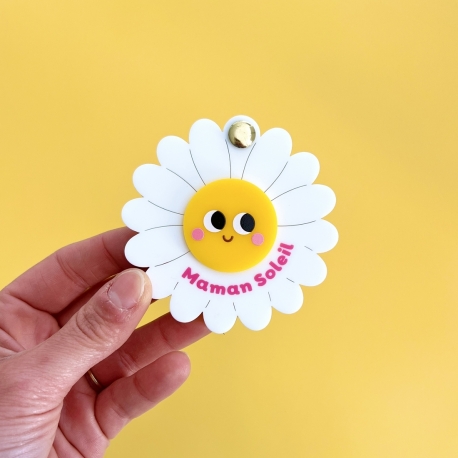 Miroir de poche Maman soleil en forme de marguerite personnalis&eacute;