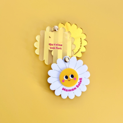Miroir de poche Maman soleil en forme de marguerite personnalisé