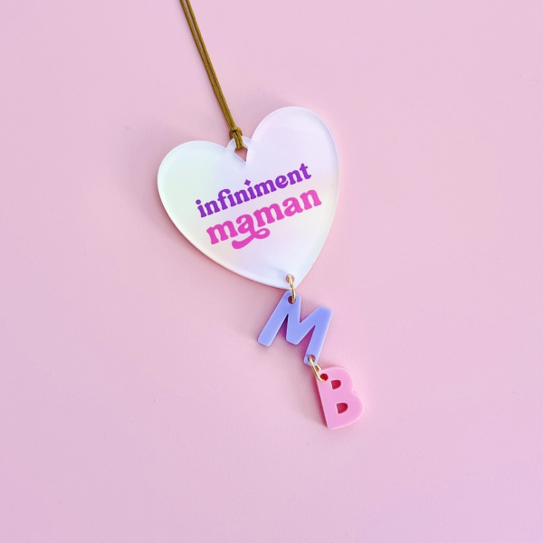 Bijou de rétroviseur Infiniment maman personnalisé avec initiales