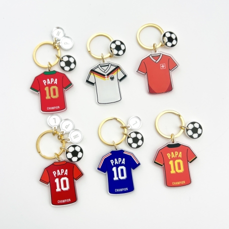 Porte-clés maillot football Papa maillot équipe européenne, cadeau fête des pères