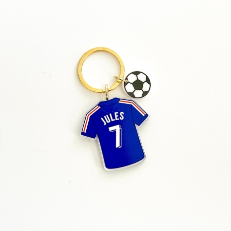 Porte-clés maillot de foot personnalisé prénom et numéro, cadeau fan de foot