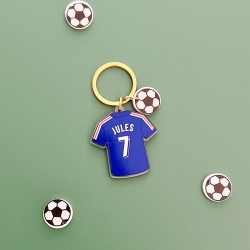Porte-clés maillot de foot personnalisé prénom et numéro, cadeau fan de foot