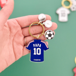 Porte-clés maillot France Papa personnalisé, cadeau papa fan de foot