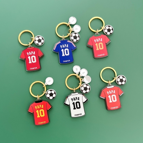 Porte-cl&eacute;s maillot football Papa maillot &eacute;quipe europ&eacute;enne, cadeau f&ecirc;te des p&egrave;res