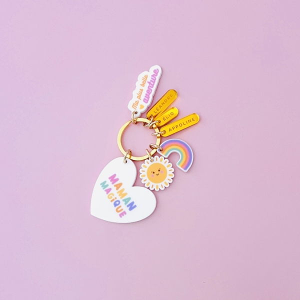 Porte-clé grigri Maman magique, cadeau original et tendance à personnaliser