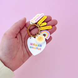 Porte-clef coeur à breloques personnalisées, cadeau Fête des mères