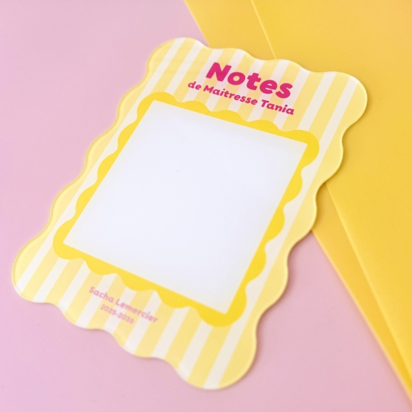 Bloc notes décoratif jaune et rose fabriqué en France