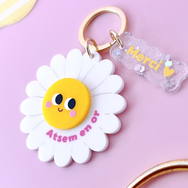 Porte-clés fleur marguerite fabriqué en France