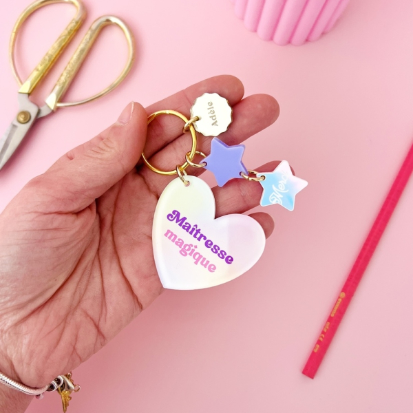 Porte-clés maîtresse magique personnalisé avec préno