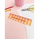 Règle scolaire 15 cm rayures Rose-Orange, citation Des rêves plein la trousse