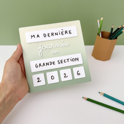 Pancarte rentrée scolaire dégradé vert, photo souvenir enfant