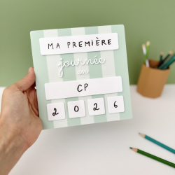 Pancarte rentrée scolaire effaçable rayure verte