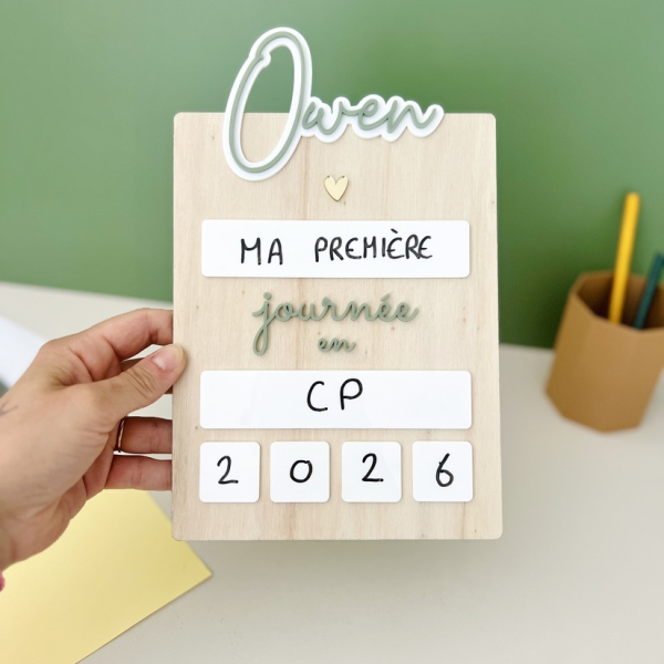 Pancarte rentrée scolaire effaçable personnalisée, photo souvenir enfant