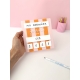 Pancarte rentrée scolaire effaçable à rayures rose/orange