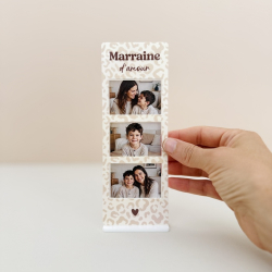 Cadre photo photomaton léopard beige, cadeau pour une marraine