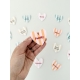 Magnet coeur message Family rayures rose orange