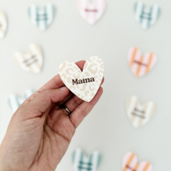Magnet coeur Mama léopard beige, cadeau maman