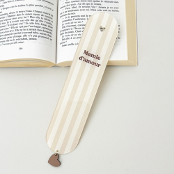 Marque-page rayures beiges en plexiglas, cadeau Mamie