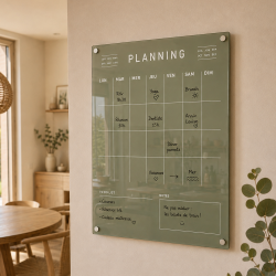 Planning mensuel minimaliste vert sauge, planning organisation effaçable