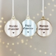 Boule de Noël à rayures, message famille