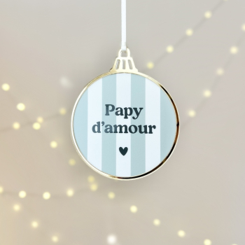 Boule de Noël à rayures, cadeau papy d'amour