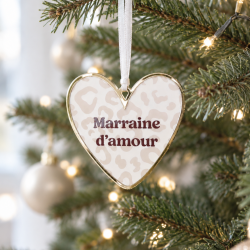 Décoration Boule de Noël coeur léopard