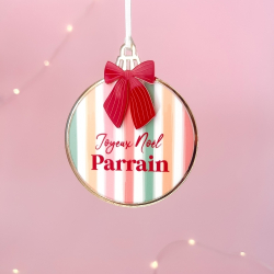 Boule de Noël ronde Arlequin - Cadeau Parrain