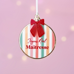 Boule de Noël ronde Arlequin, cadeau Noël maîtresse