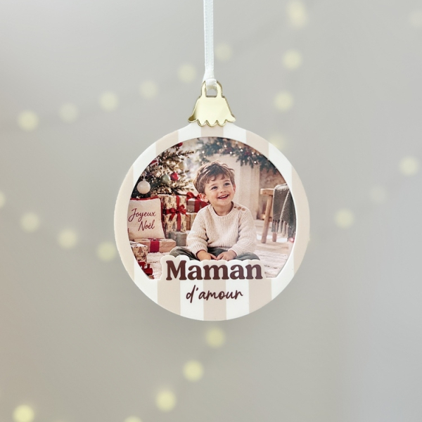 Boule de Noël photo à personnaliser, cadeau maman