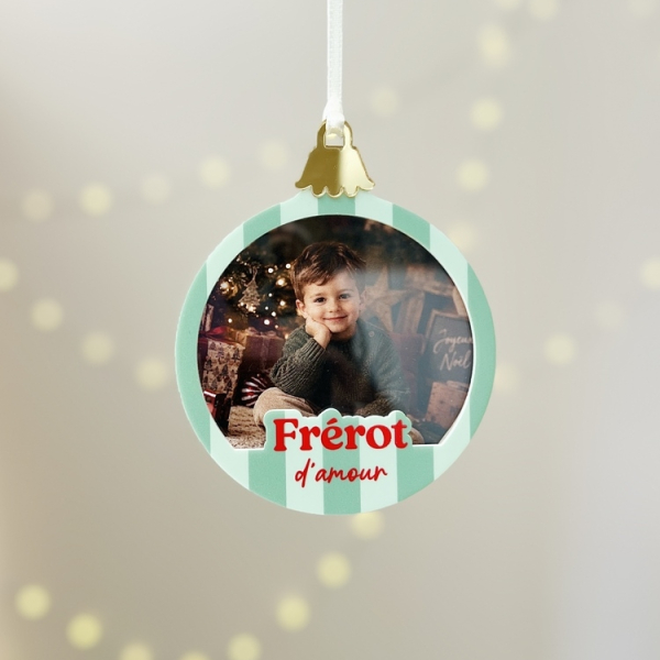 Boule de Noël personnalisée avec photo, cadeau frère