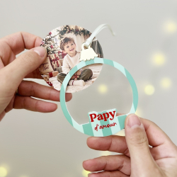 Insertion d’une photo ronde dans une boule Lovely Family Papy d’amour