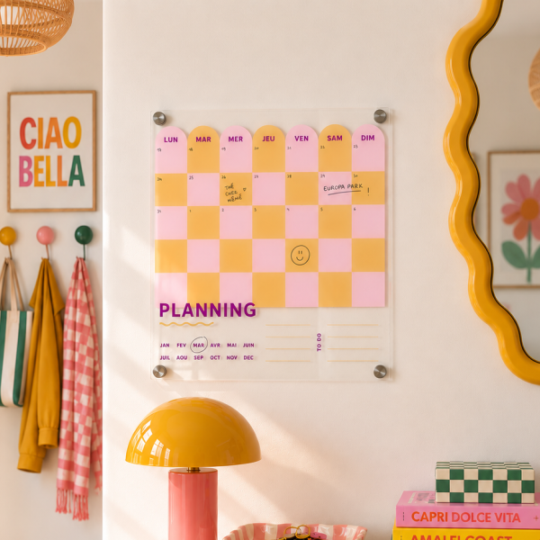Calendrier mensuel coloré et fun, planning plexiglas - Print Your Love