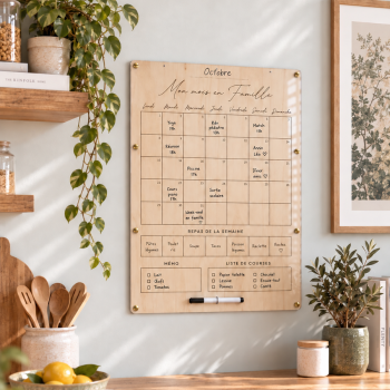 Tableau effaçable personnalisé en bois mensuel - Print Your Love