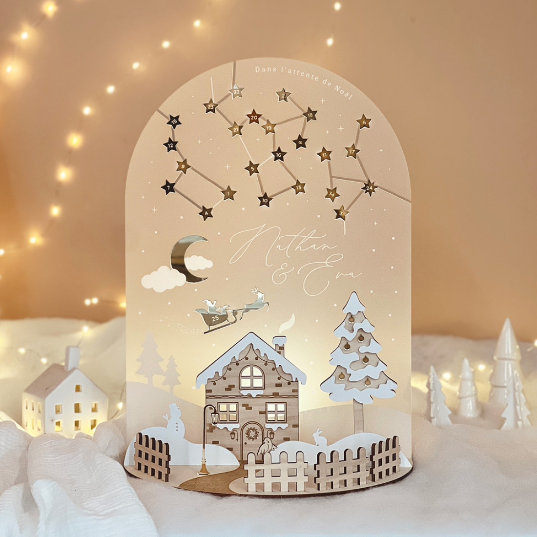 Calendrier de l'Avent Féérie de Noël, calendrier Noël réutilisable