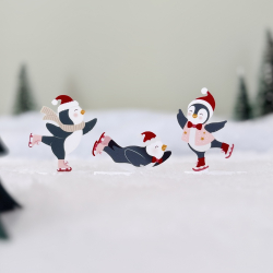 Petit personnage pingouins pour village de Noël