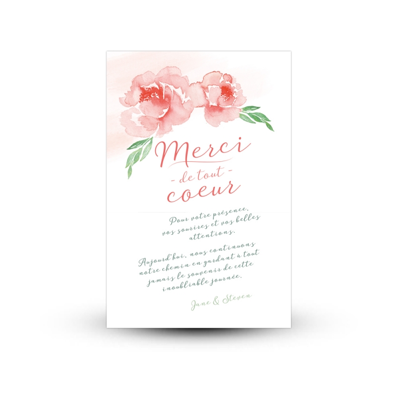 Carte De Remerciement Pivoine Illustration Peinte A L Aquarelle