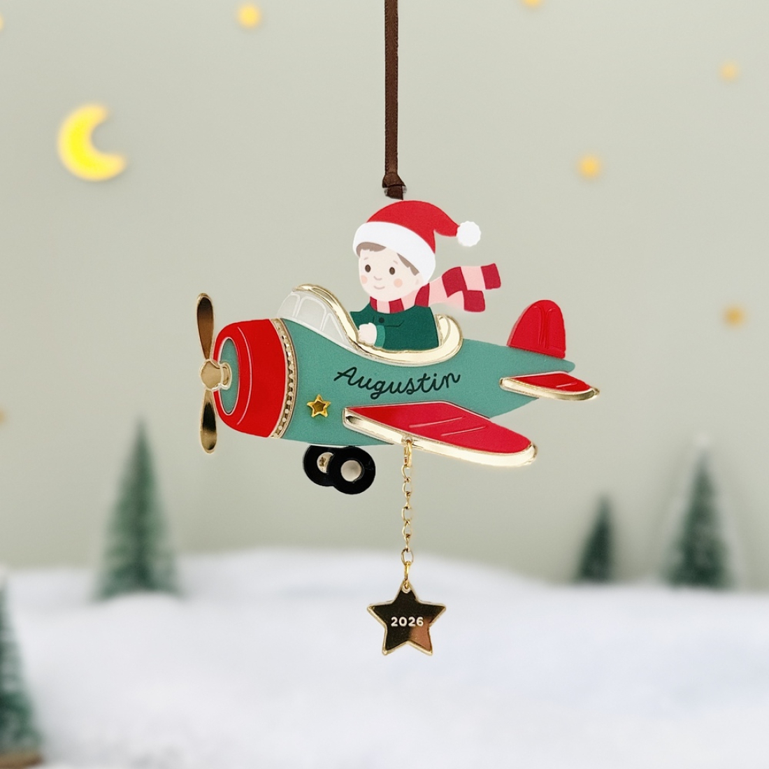 Boule de Noël personnalisée Le petit aviateur des étoiles