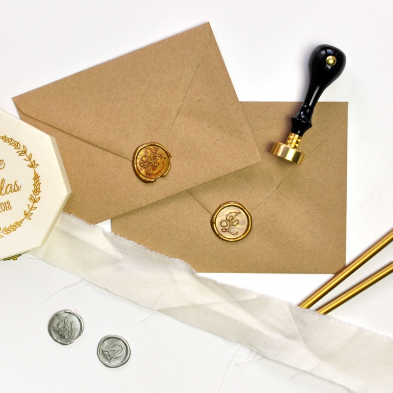 Tampon à Cire Personnalisable Avec Poignée Bois - Pour Sceaux De Lettres, Invitations - Modèles B01 à B42