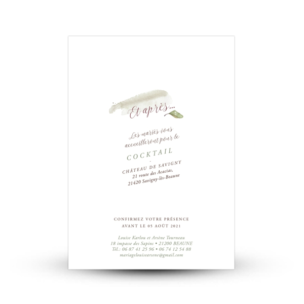 Invitation mariage personnalisée Eucalyptus, mariage végétal et kinfolk