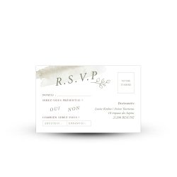 Papeterie mariage aquarelle Eucalyptus, carte réponse RSVP