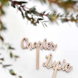 Cake topper personnalisé prénom en bois