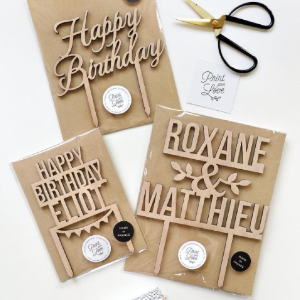 Cake topper mariage personnalisé, décoration pièce montée en bois