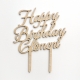 Cake topper personnalisé bois happy birthday prénom