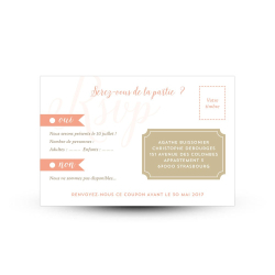 Carte réponse RSVP format carte postale mariage champêtre
