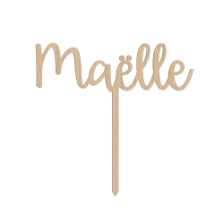 Cake topper personnalisé prénom typographie originale anniversaire baptême baby shower